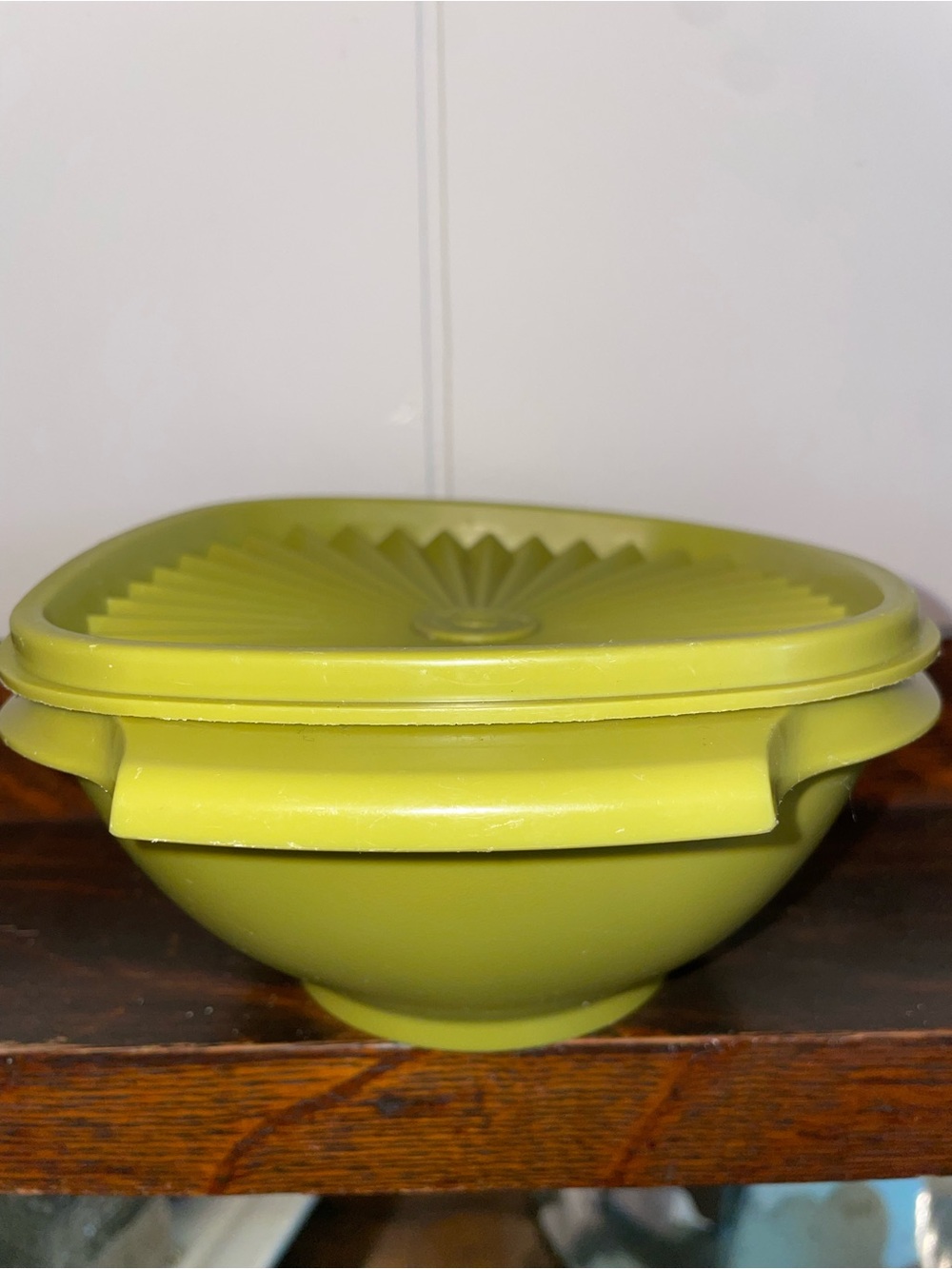 Olive Green Retro Tupperware Lidded Bowl